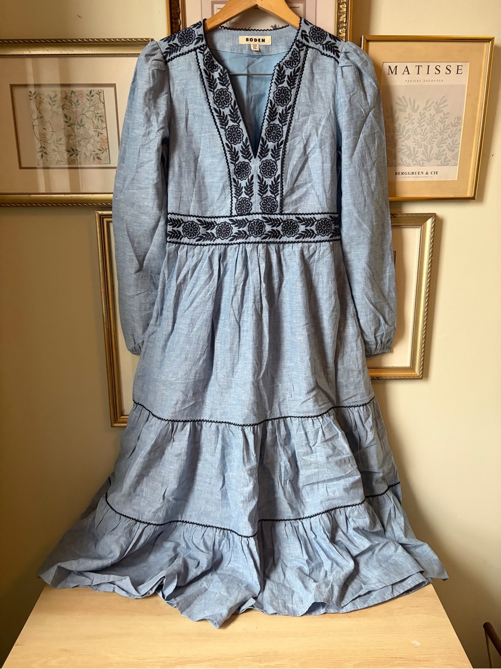 Boden Violet Linen Rich Midi Dress Size 6 - Picture 6 of 14